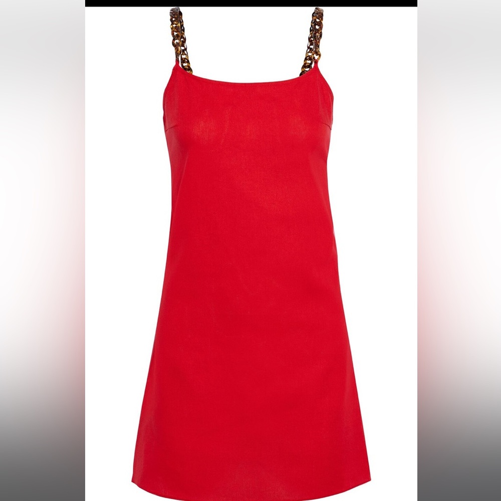 SOLID&STRIPED The Roma Chain Trimmed cotton and linen-blend mini dress